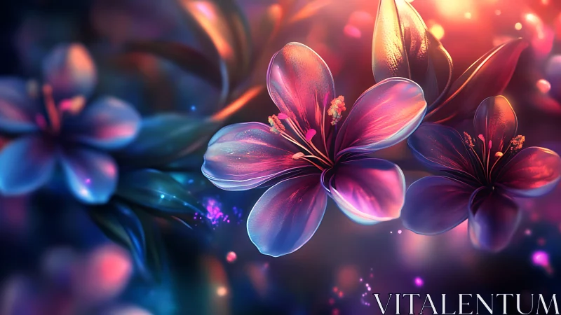 Iridescent Macro Blossoms with Chromatic Light Refraction Effects