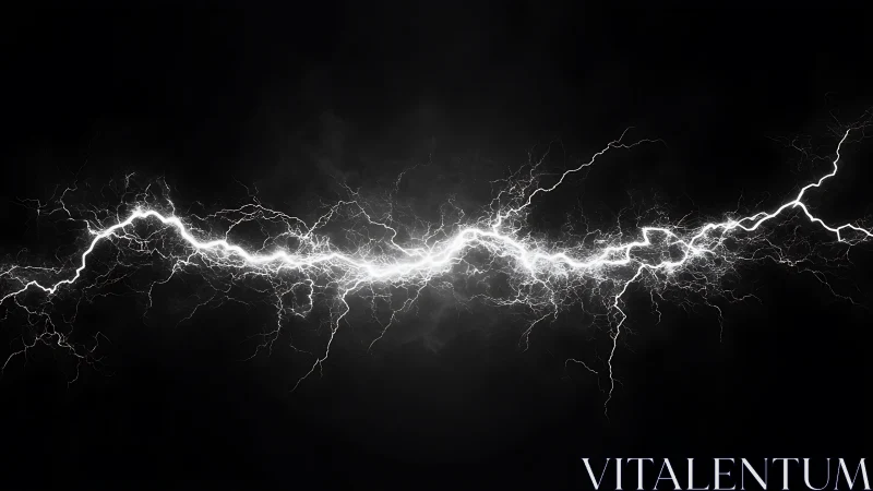 High-voltage lightning arc renders luminous charge on black field