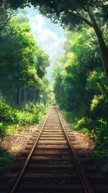 Forest Railway Perspective. A verdant tunnel stretches endlessly forward.