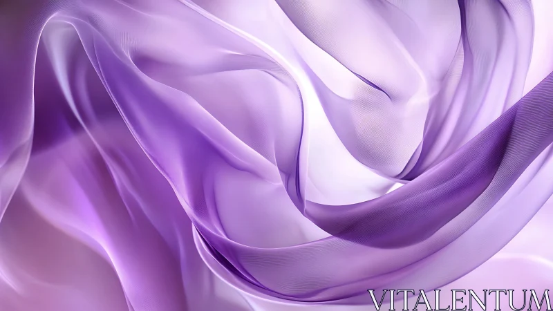 Lavender translucent fabric folds create flowing abstract motion