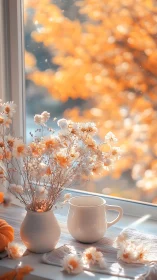 Autumn's Gentle Embrace by the Window.