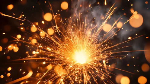 Golden sparks bursting into a pocket of night magic.