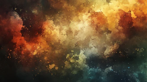 Colorful cosmic nebula cloud with warm glowing dust.