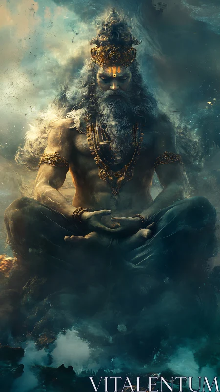 Stormlit sage folds oceans of thunder into stillness