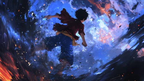 Sky-surfing rebel dives through a storm of living paint.