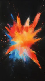 Centralized pigment explosion forms radial chromatic burst