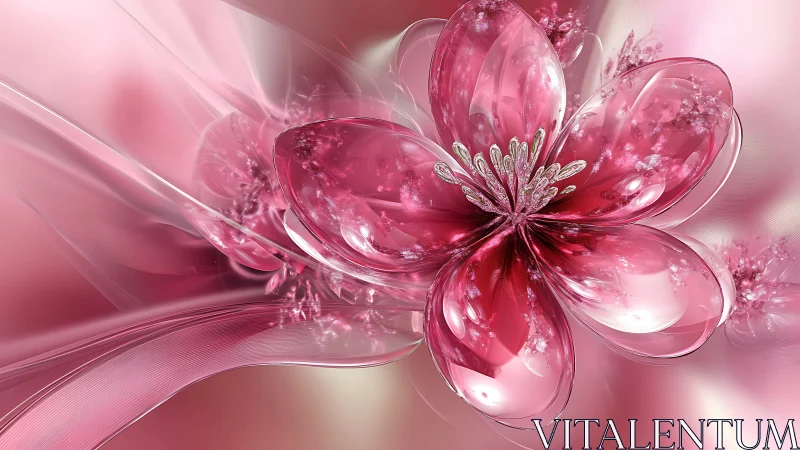 Iridescent glass blossom abstraction in radiant pink spectrum.