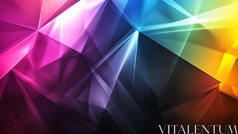 Vibrant Geometric Abstract Art with Multicolored Light Effects.