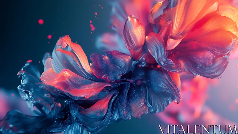 Abstract 3D petals in vivid blue and orange motion.