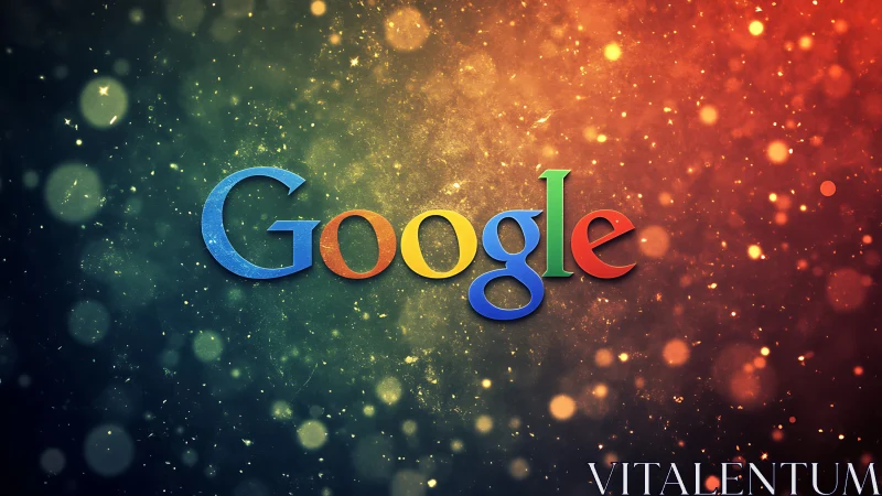 Multicolor Google wordmark on bokeh gradient cosmic field.