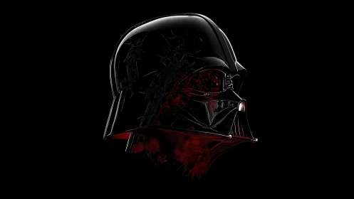 Black sci fi helmet rendered in glossy reflective 3D profile