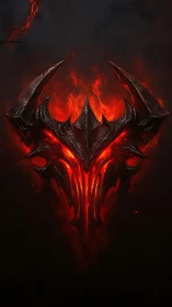 Infernal crown sigil blazing through volcanic midnight.