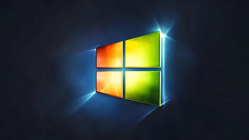 Vibrant Windows Logo on Dark Abstract Background, Digital Art.