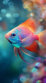 Vibrant tropical fish drifts through dreamy neon waters