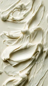 Macro study of viscous cream strata and shear deformation patterns.