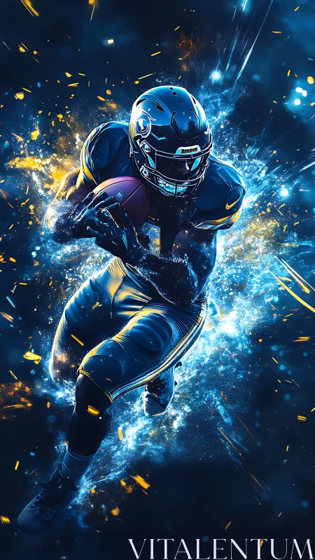 Electric gridiron sprint amid glowing cosmic sparks.
