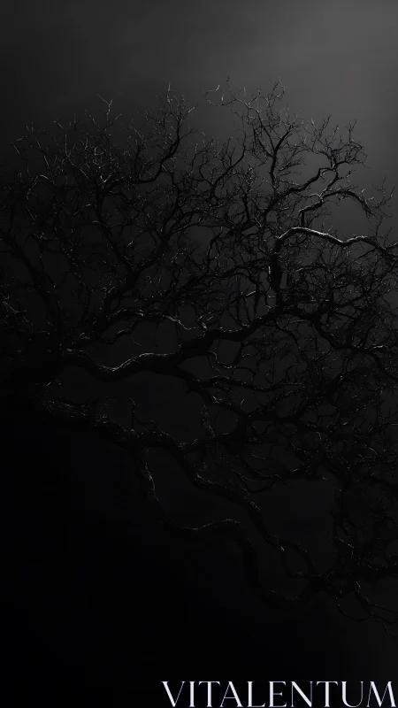Quiet night branches stretching softly into the dark sky.