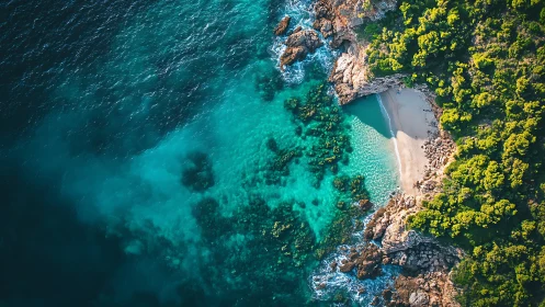 Coastal Cove: Turquoise Waters Meet Mediterranean Forest.