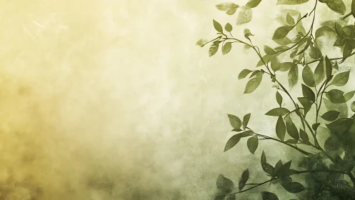 Textured botanical vignette with layered foliage silhouettes.