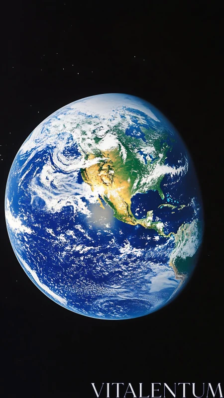 Earth from space reveals illuminated Americas against deep void