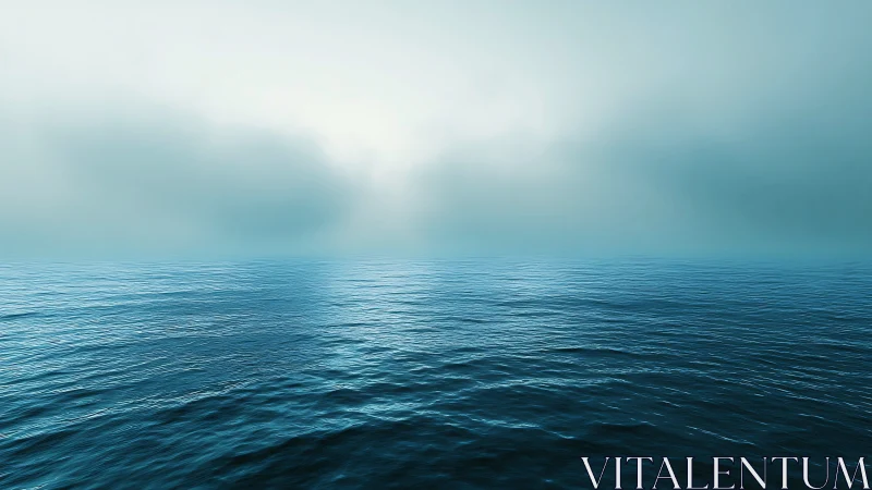 Horizon-swallowed sea hums softly beneath pale morning mist