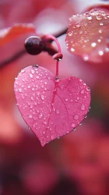 Crimson Sentiments: Dewdrop-Kissed Heart Leaf in Bloom.