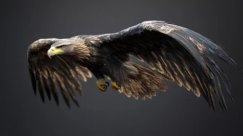 Majestic Eagle in Flight, Hyper-Realistic Digital Art Style.