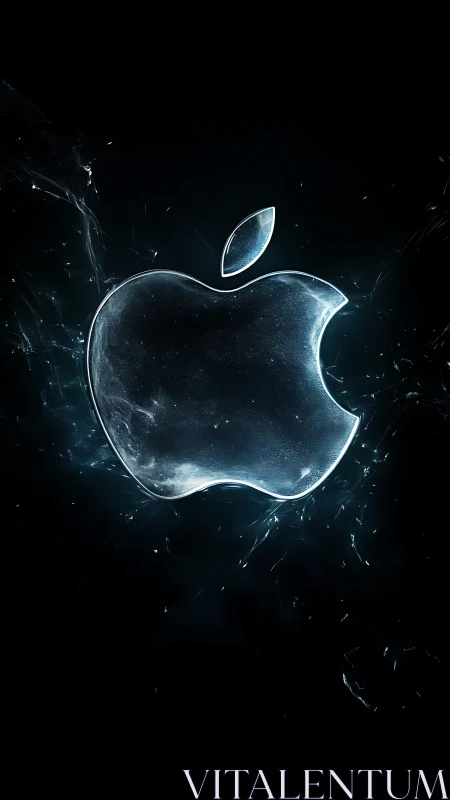 Glowing Apple Logo Against Cosmic Darkness.