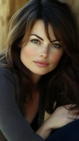 Close-up portrait of brunette woman with soft natural lighting