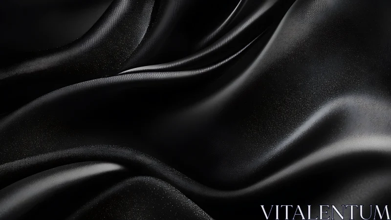Glossy black fabric with undulating surface texture and highlights
