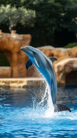 Dolphin carves a gleaming silver arc through sapphire water