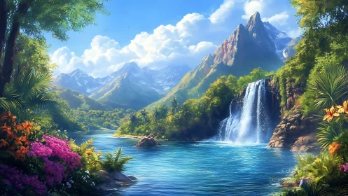 Sky-bright falls and storybook peaks in secret valley.