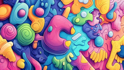 Layered Organic Forms with Vibrant Color Palette