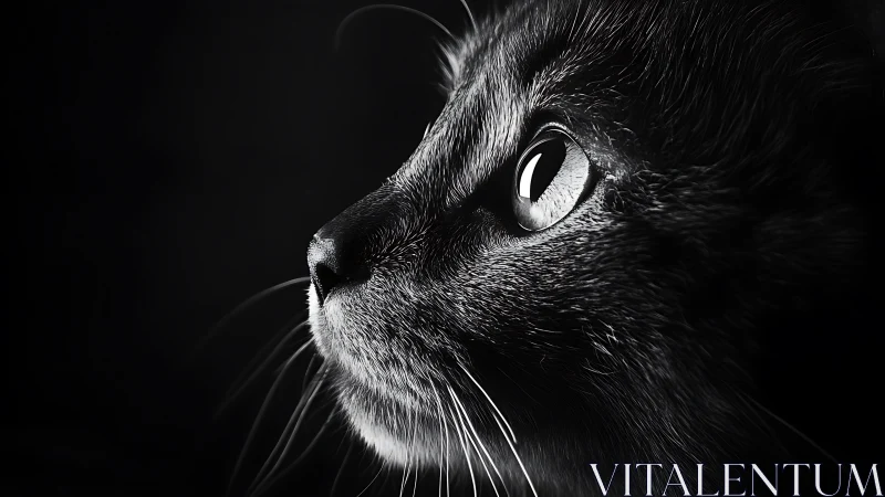 A Cat's Piercing Gaze Captured in Striking Black and White