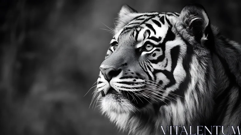 Quiet strength shines in a black and white tiger portrait