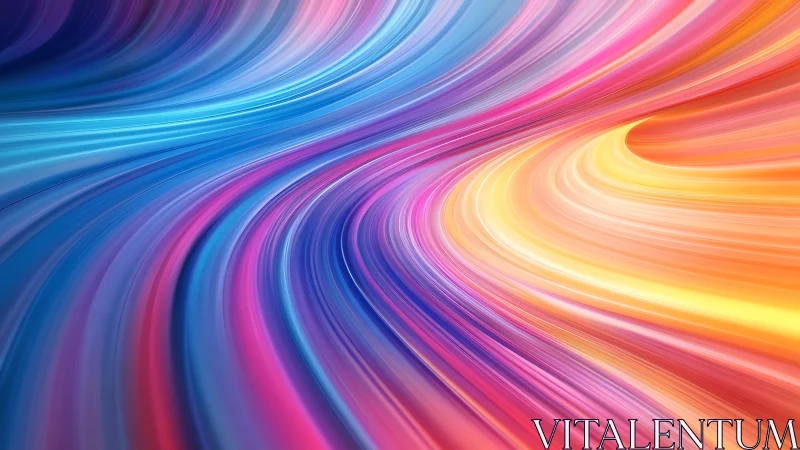 Vibrant neon color streams curve into a dynamic abstract flow