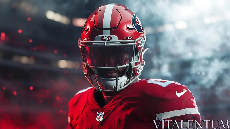 Digital rendering shows football player in red helmet gear