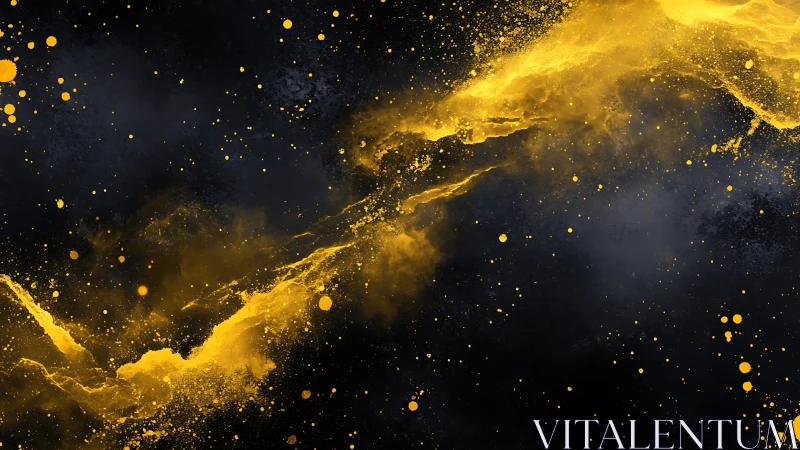 Yellow pigment dispersion across dark textured background.