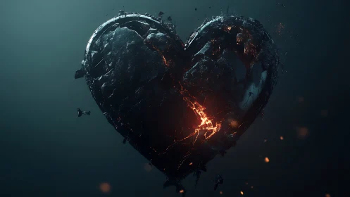 Luminous Heart with Molten Fractures and Crystalline Crust