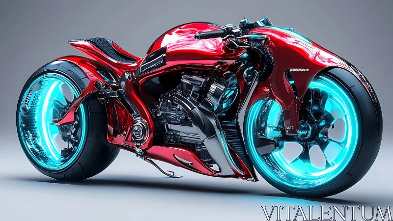 Futuristic red neon motorcycle glows with bold cyber style
