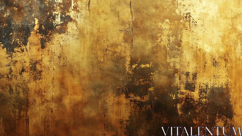 Rustic golden textured abstract painting with earthy tones.