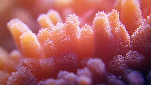 Macro depth-of-field study of textured coral polyps in warm light