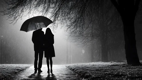 Two Hearts, One Umbrella, Rainy Day Romance.