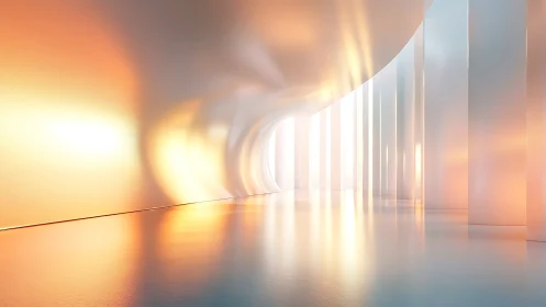 Luminous Corridor with Volumetric Light and Geometric Perspective