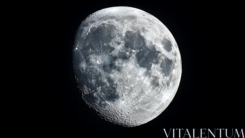 Luminous half moon glows like carved silver in deep night sky.