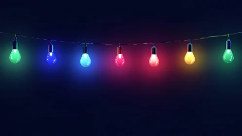 Neon string lights hum softly across a midnight gradient sky.