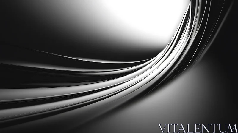 Sweeping metallic arcs curving into luminous white void.