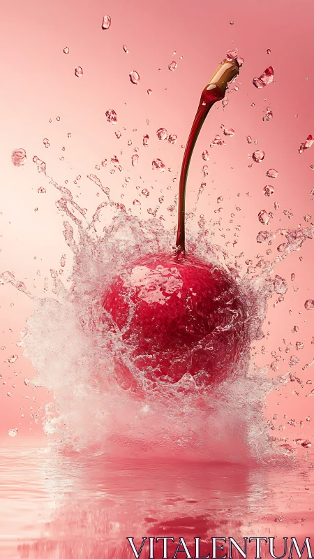 Cherry plunges into water, captured at high speed