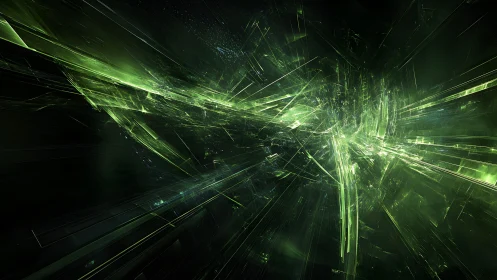 Futuristic Green Abstract Fractal Explosion in Digital Art Style.