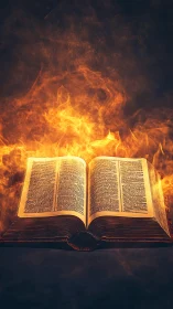 Knowledge Ignites: Sacred Text Wreathed in Inferno
